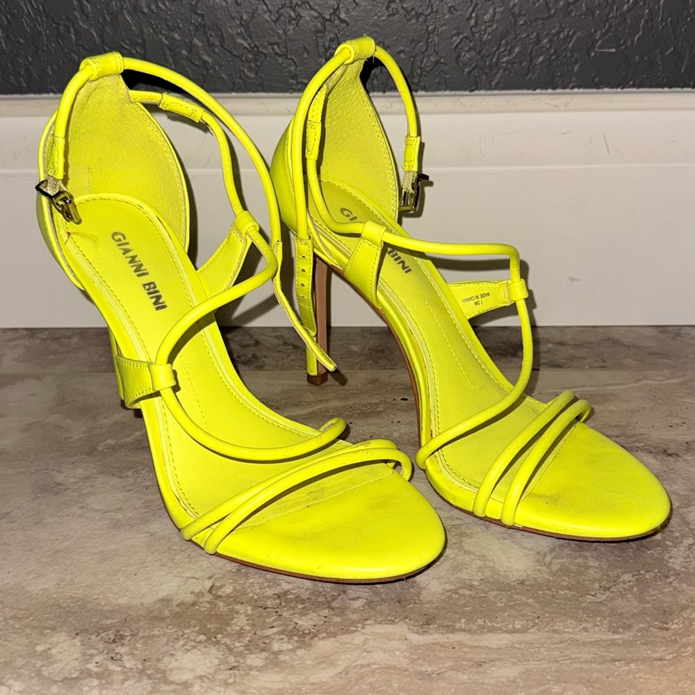 Gianni Bini Neon Yellow Strappy Heels